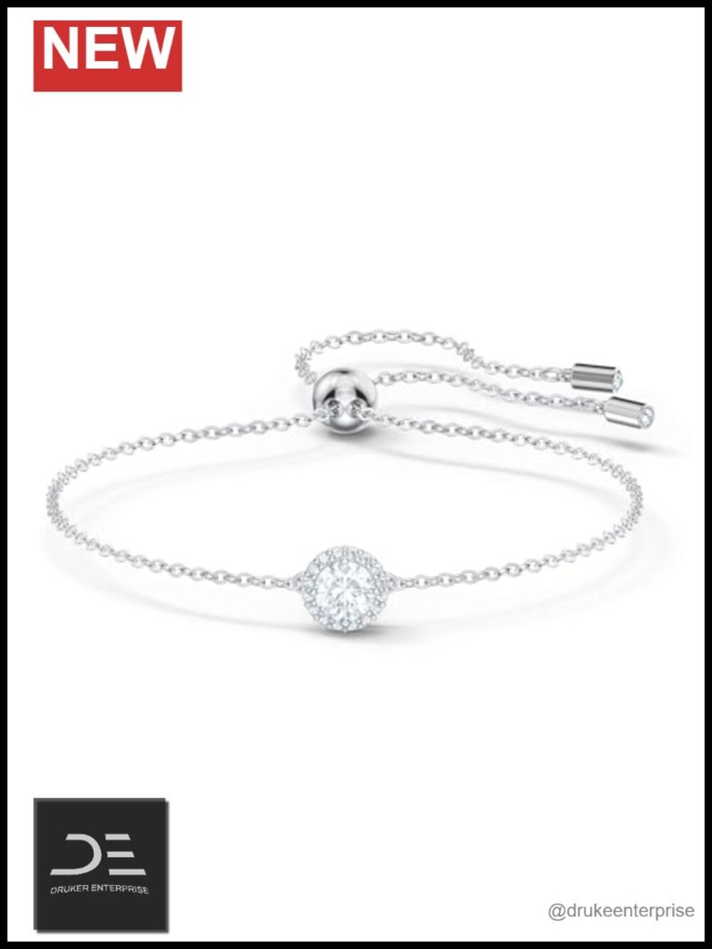 Swarovski Crystal Rhodium Plated Link Bracelet Elegant Adjustable